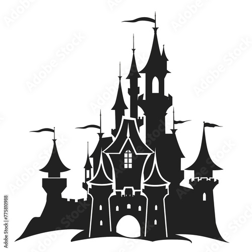 black castle icon, logo. Castle illustration isolated or on white background © Dennis