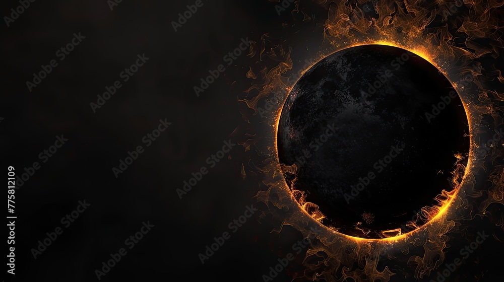Naklejka premium Mysterious celestial ring with fiery outline