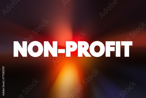 Non Profit - organizations do not earn profits for their owners, text concept background