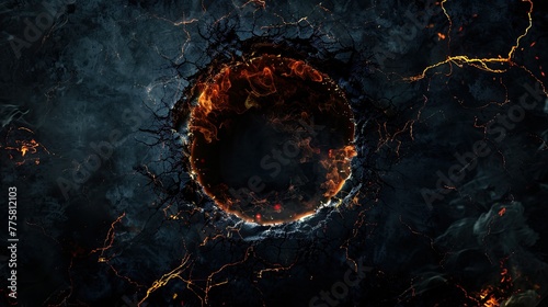 Eerie circular portal with fiery edges