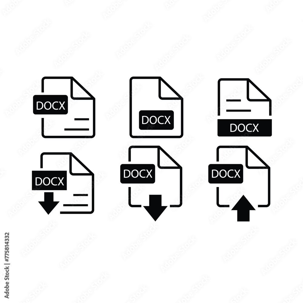 File format extensions icon set in line style. Document file type format simple black style symbol sign for apps and website, vector illustration. File format extensions icon set in line style. Document file type format simple black style symbol sign for apps and website, vector illustration.