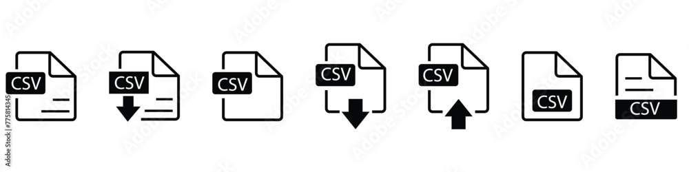 File format extensions icon set in line style. Document file type format simple black style symbol sign for apps and website, vector illustration File format extensions icon set in line style. Document file type format simple black style symbol sign for apps and website, vector illustration