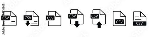 File format extensions icon set in line style. Document file type format simple black style symbol sign for apps and website, vector illustration