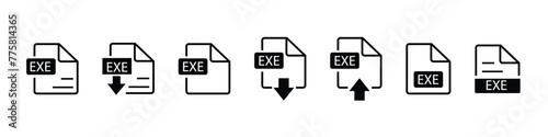 File format extensions icon set in line style. Document file type format simple black style symbol sign for apps and website, vector illustration.