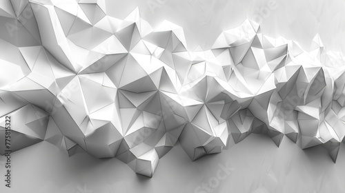 Mesh of three dimensional white triangles geometrical background wallpaper