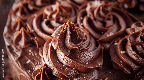 Delicate frosting swirls on a decadent chocolate birthday cake masterpiece.