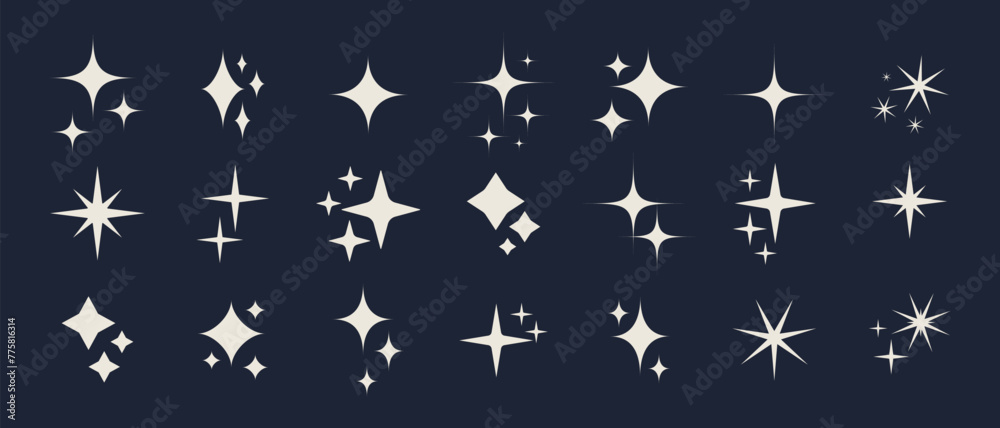 Star silhouette icon set, Shining star rays, Star cluster simple vector design elements isolate. Star silhouette icon set, Shining star rays, Star cluster simple vector design elements isolate.
