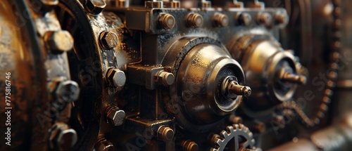 Close-up of complex machinery with a focus on the intricate gear system suggesting industrial work.