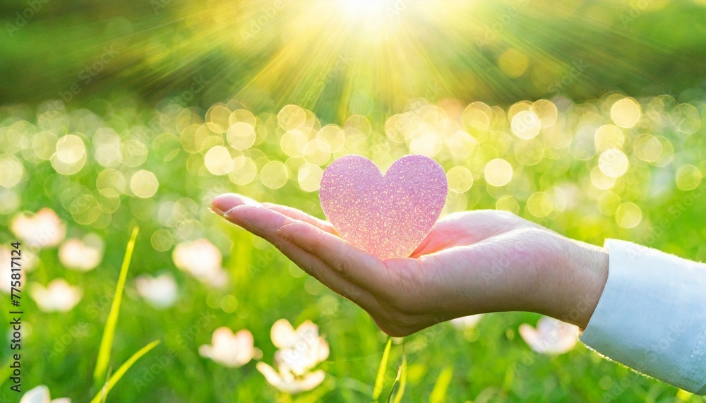 Love, mutual help, cooperation, hands with hearts.