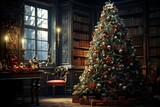 Christmas tree and gifts in the interior of the living room. 3d rendering