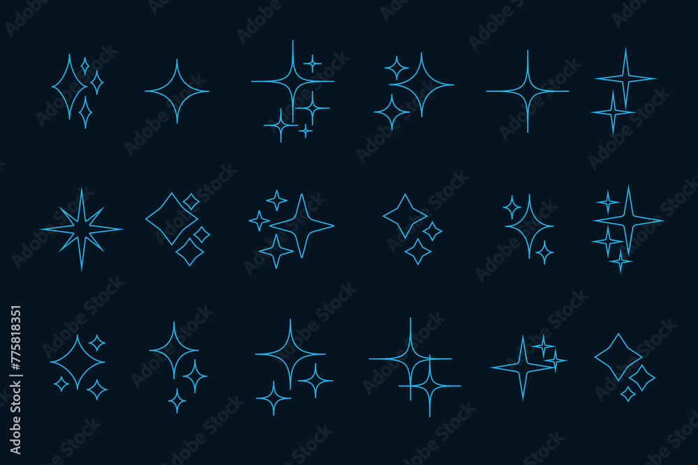 Star silhouette icon set, Shining star rays, Star cluster simple vector design elements isolate. Star silhouette icon set, Shining star rays, Star cluster simple vector design elements isolate.