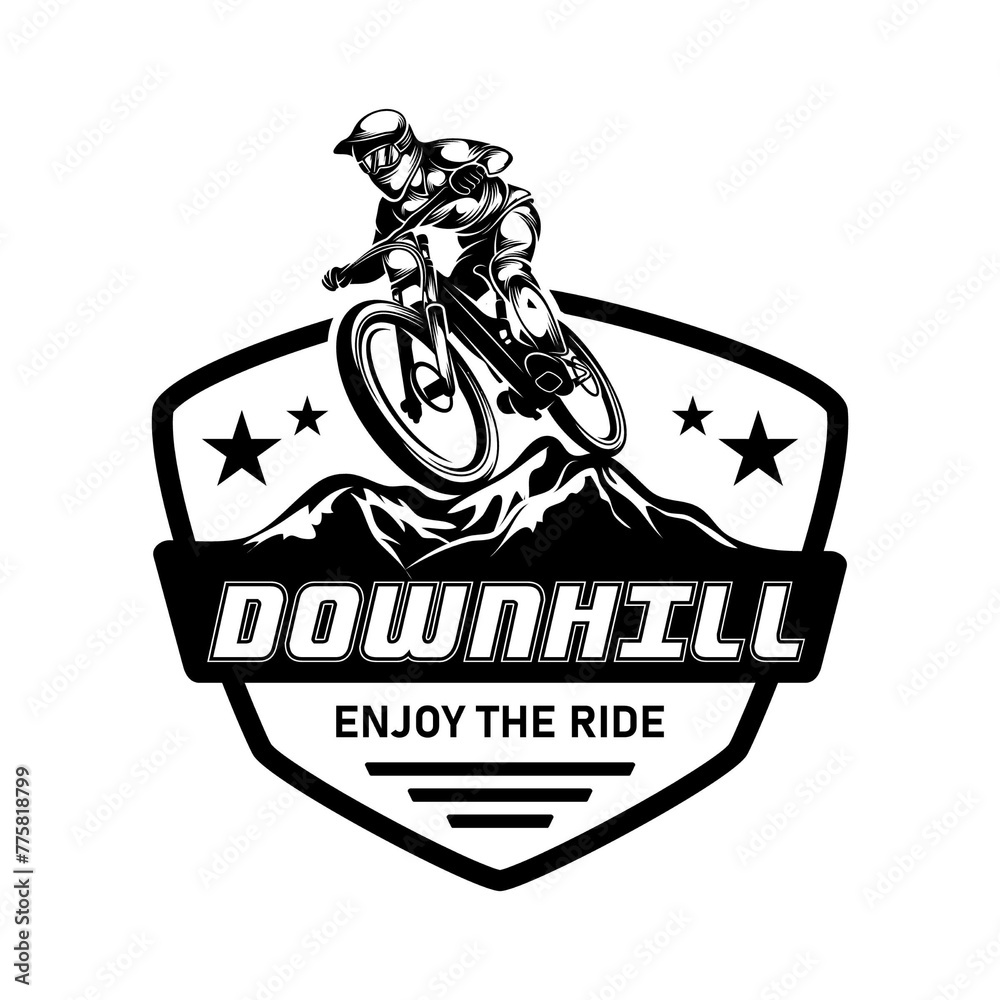 Extreme downhill mountain bike logo design black white