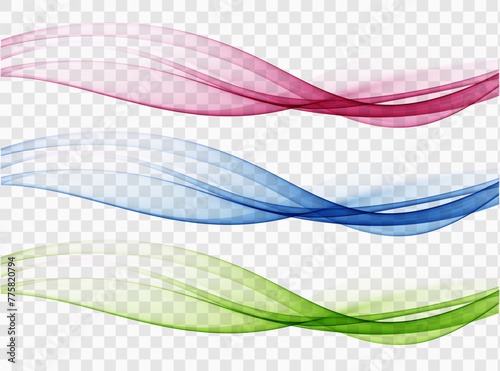 Transparent flow of wavy lines. Abstract wave background. Set of waves,design element.