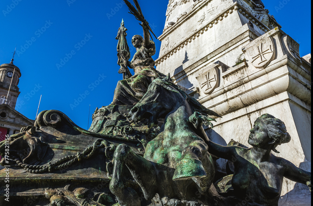 Chariot scultpure of monument of Prince Henry the Navigator in Porto, Portugal