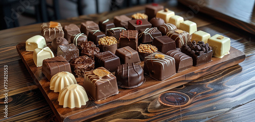 A sophisticated chocolate tasting platter featuring an array of artisanal chocolates.