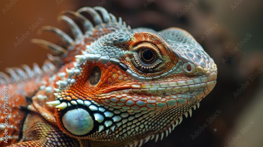Fototapeta premium Intense Stare: Close Up of Iguana Looking at Camera