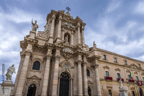Cathedral and Archbishop Palace on Cathedral Square on Ortygia island, Syracuse city, Sicily, Italy