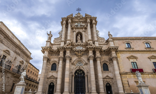 Cathedral and Archbishop Palace on Cathedral Square, Ortygia island, Syracuse city, Sicily, Italy photo