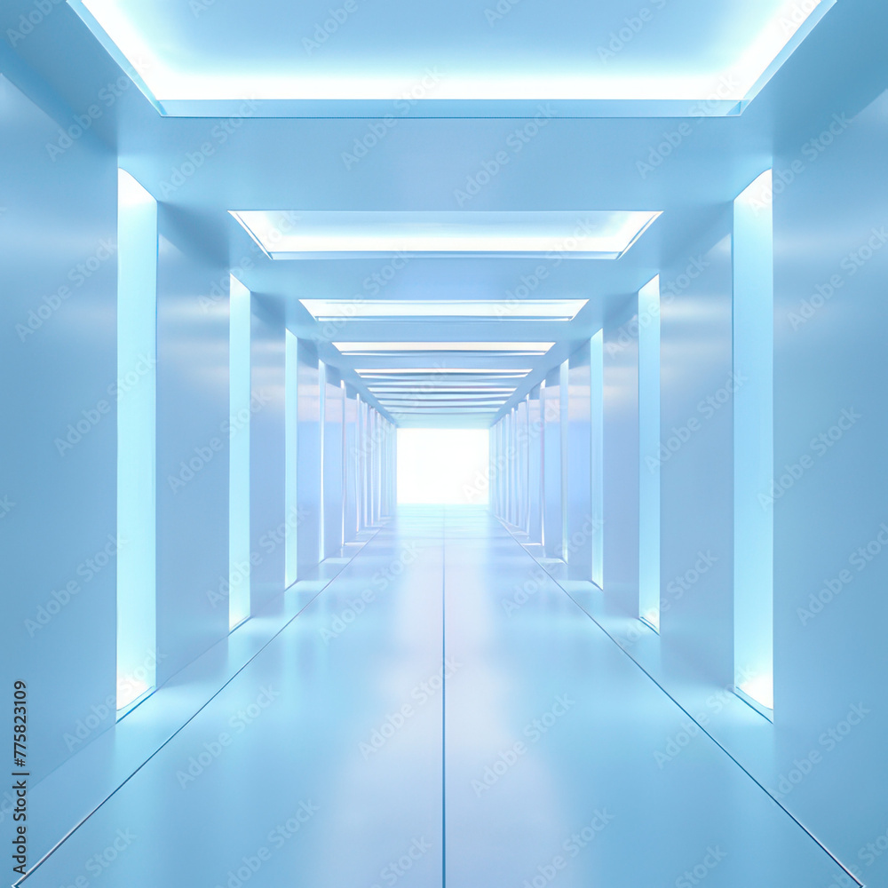 Obraz premium 3D rendering futuristic streamlined interior space design 
