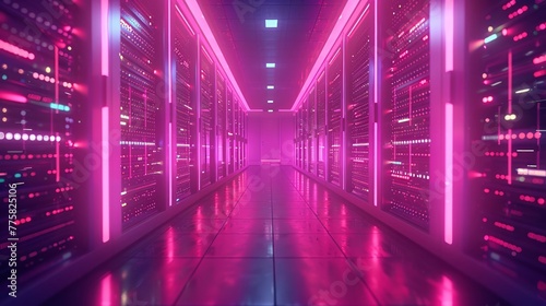 Server room lines glow with data flow