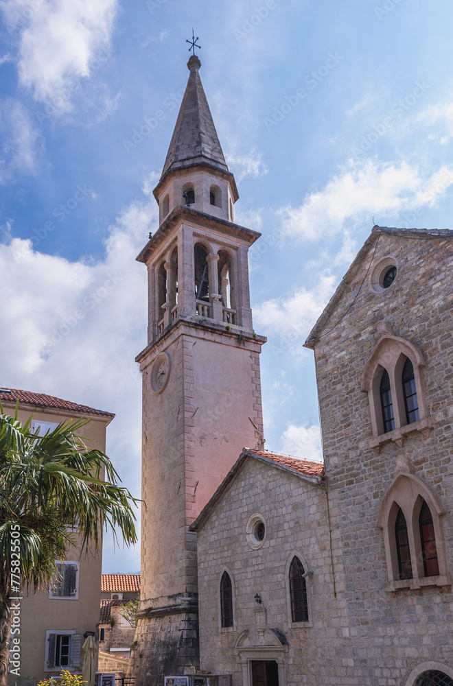 Cathedral of St John the Baptist on Old Town, historic part of Budva, Montenegro