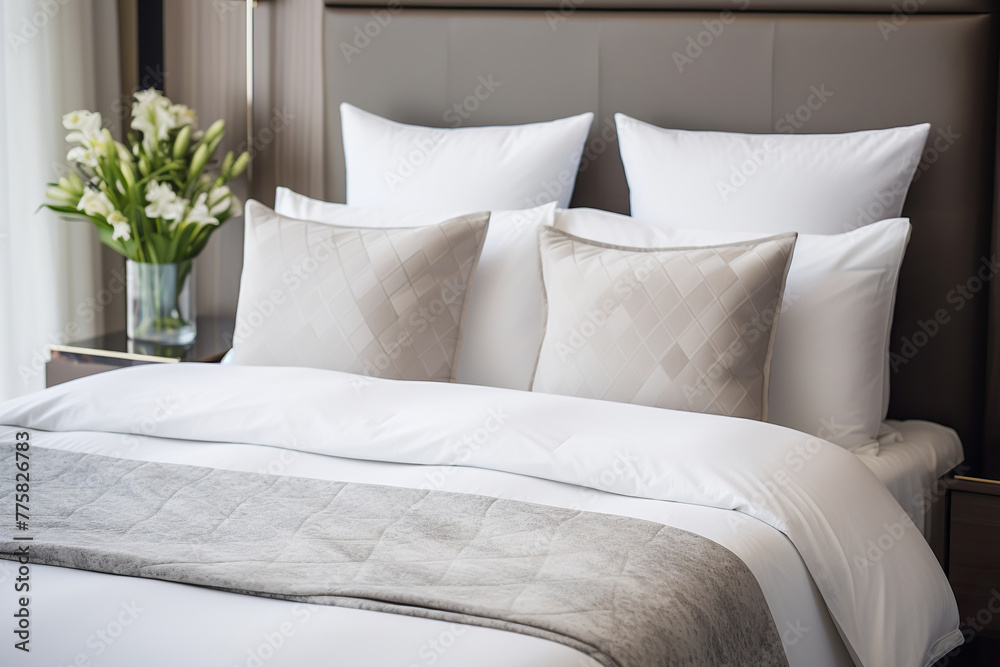 Modern luxury hotel room with comfortable bedding Modern luxury hotel room with comfortable bedding