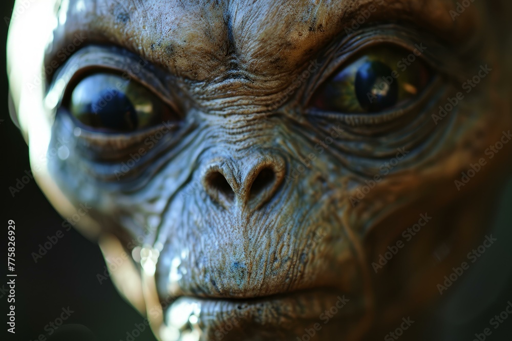 Otherworldly Alien face. Ufo science monster. Generate Ai