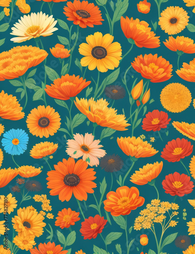 Seamless patterns of field blooms