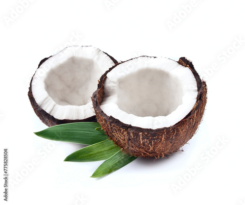 Coconut nuts with leaves