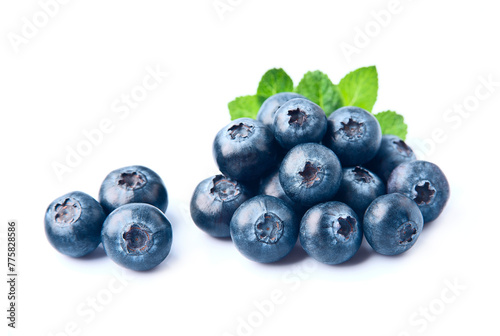 Sweet blueberries with leaves