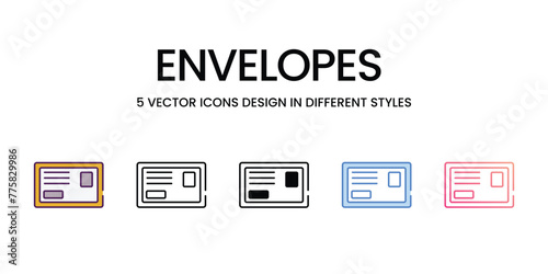 Envelopes icons different style vector stock illustration
