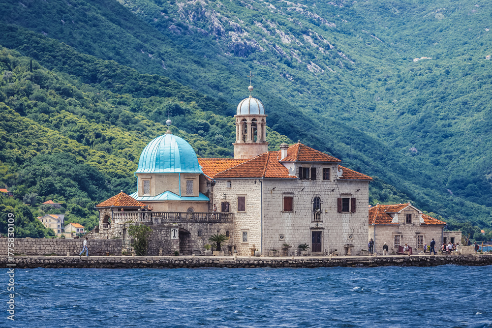 Church on Our Lady of the Rocks islet near Perast town, Montenegro