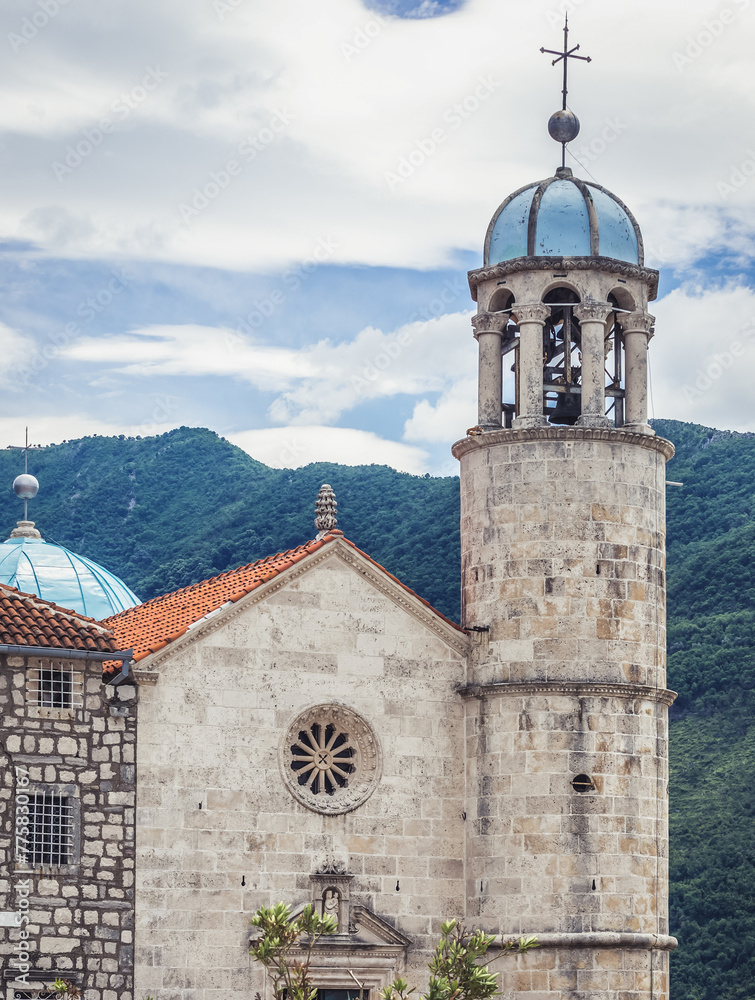 Church on Our Lady of the Rocks small islet near Perast town, Montenegro