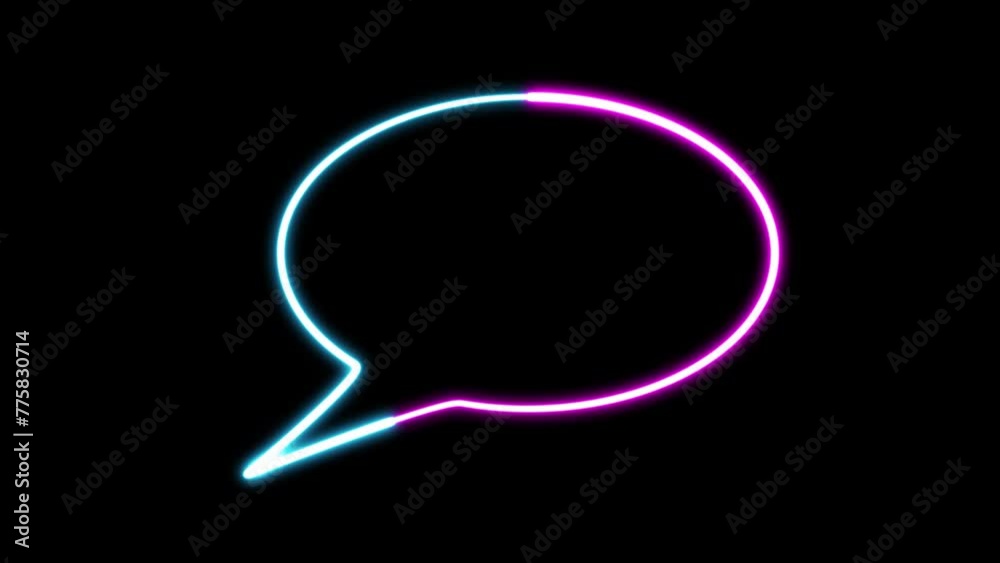Loop Neon iconic speech bubble in glowing neon light. Speech bubble animation sign. Chat message. Loop Neon iconic speech bubble in glowing neon light. Speech bubble animation sign. Chat message.