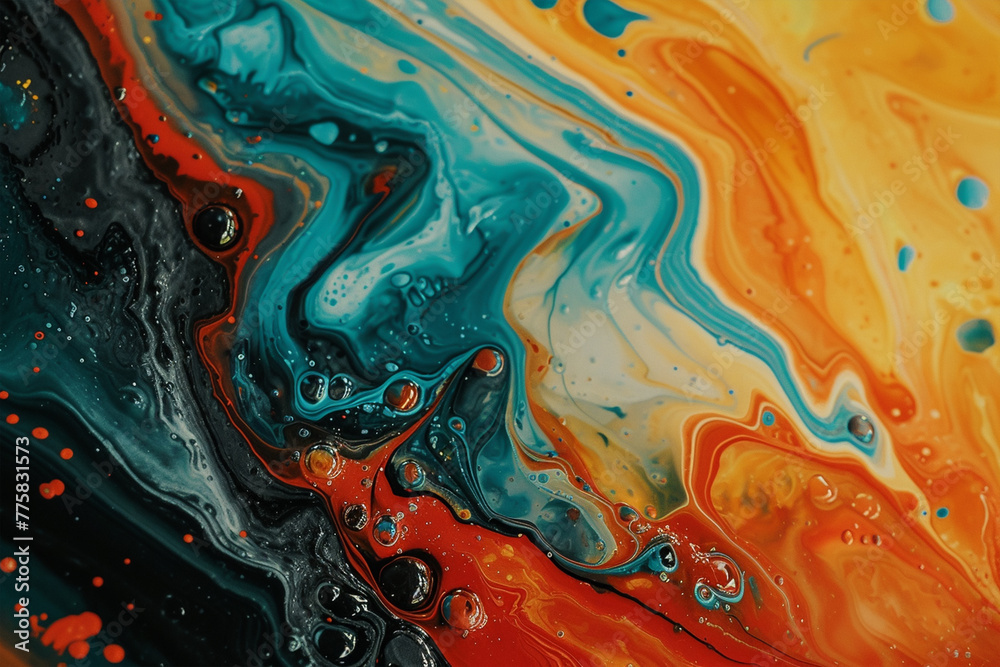 Beautiful abstraction of liquid paints in slow blending Beautiful abstraction of liquid paints in slow blending
