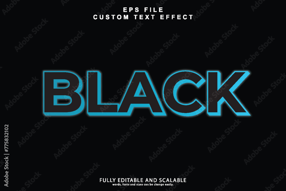 Black 3d editable Vector text effect