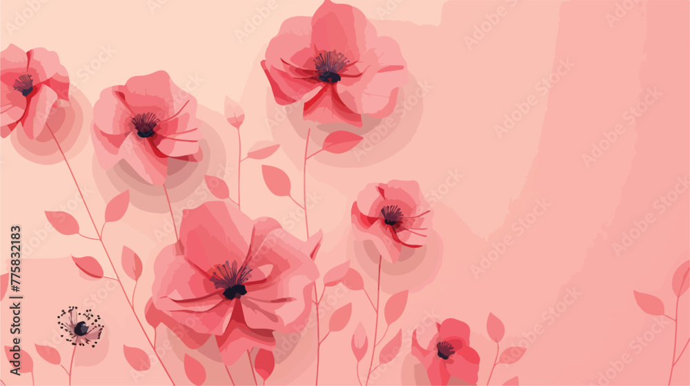 Pink flower on pink background Flat vector isolated o