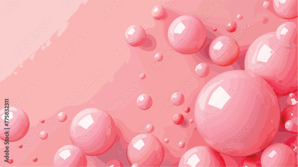 Pink spheres of balls on coral background. Realistic