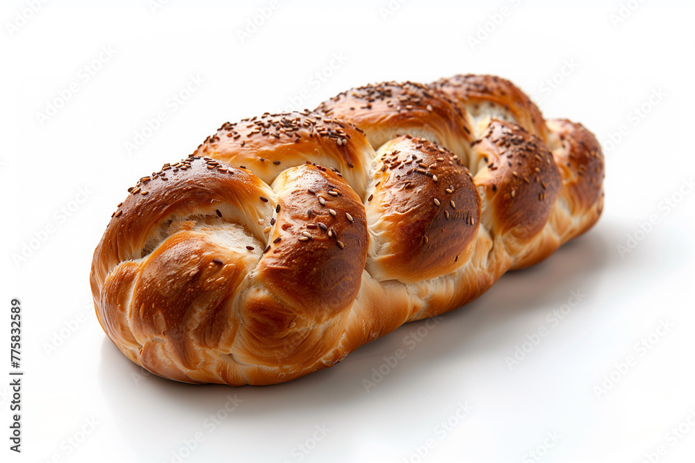 Close-up challah isolated on a white background