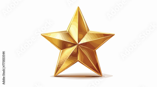 Realistic metallic golden star Flat vector