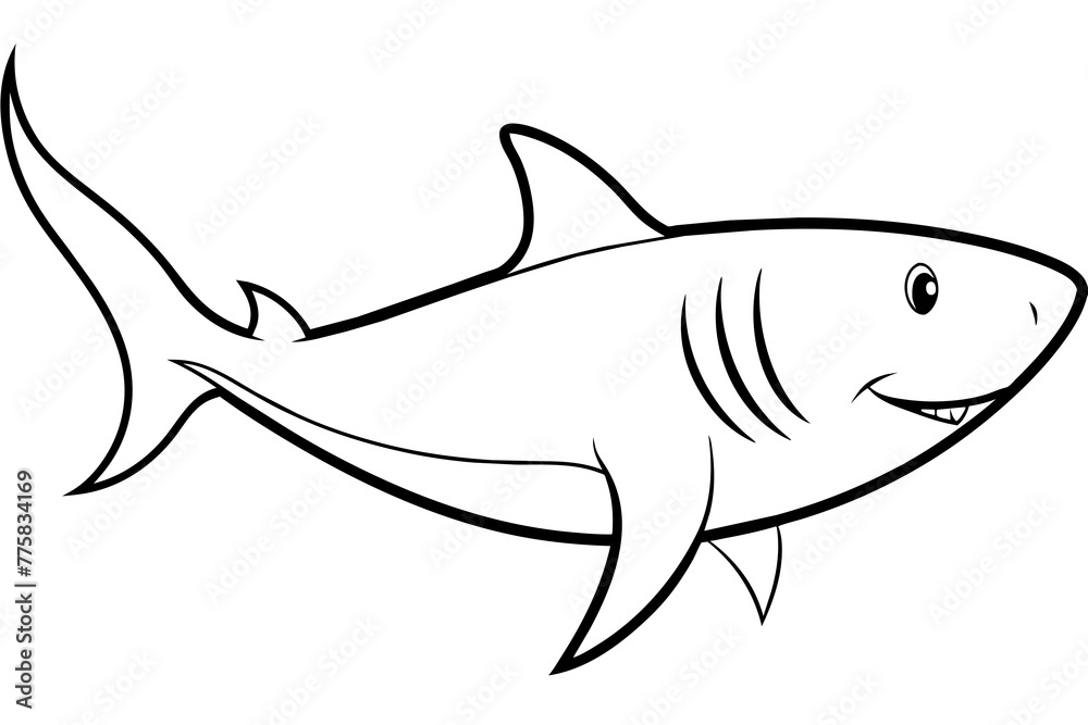 Fototapeta premium shark cartoon isolated on white & a-shark-vector-illustration