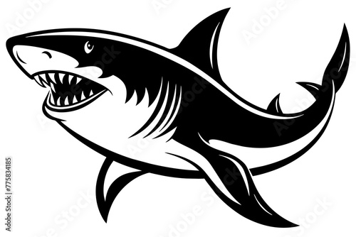 shark cartoon isolated on white & a-shark-vector-illustration