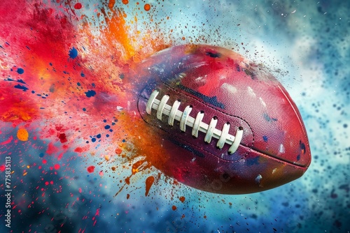 Textured American football ball. Sport close range. Generate Ai