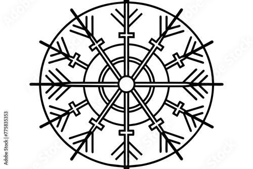 black and white compass & vegvisir-vector-illustration  photo