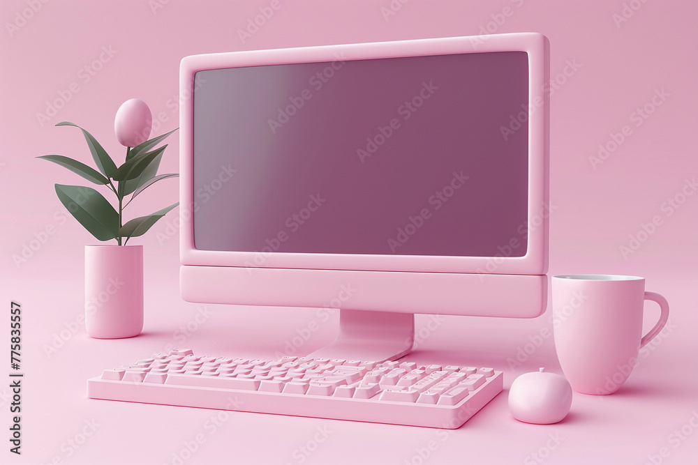 A sleek computer and keyboard, designed in soft pastel colors with a minimalist aesthetic, symbolizing the modern tools of communication, learning, and creativity in todays digital age A sleek computer and keyboard, designed in soft pastel colors with a minimalist aesthetic, symbolizing the modern tools of communication, learning, and creativity in todays digital age