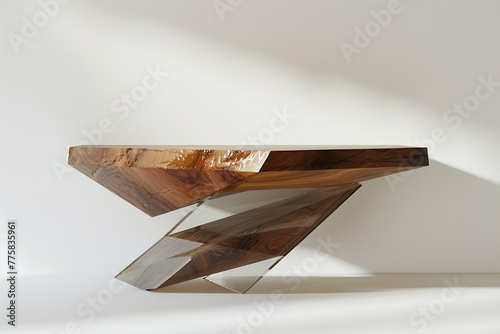 A futuristic floating side table with invisible supports, defying gravity effortlessly.