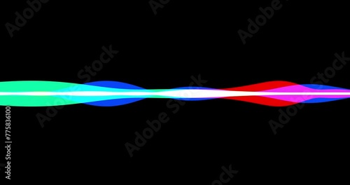 Colorful audio waveform isolated on black background. Seamless loop animation