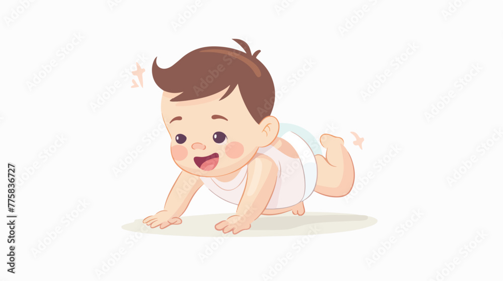 Smiling crawling baby clipart. Simple cute smile baby