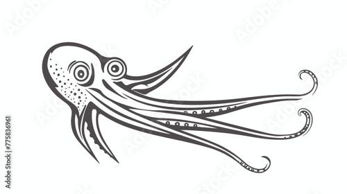 Squid line icon. Flat vector isolated on white background