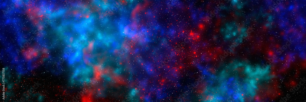 Space background with stardust and shining stars. Realistic cosmos and color nebula. Colorful galaxy. 3d illustration